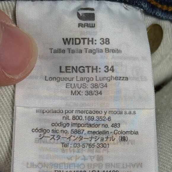 G Star Jeans Mens 38x34 Blue 5620 3D Tapered Medium Wash Stretch Slim Fit Denim - Picture 7 of 16